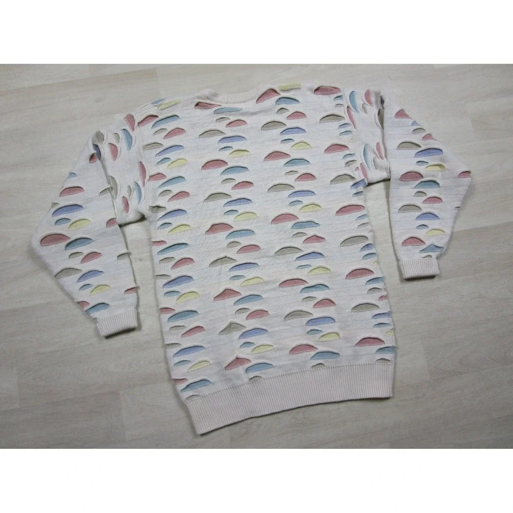 Vintage 90s Lord Jeff 3D Slash Knit‎ Sweater (M) Cotton Cut Out Cotton Grunge